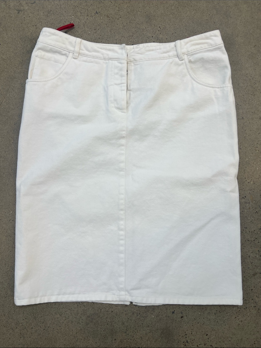 Prada White Denim Pencil Skirt with Subtle Center Seam